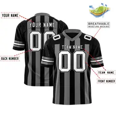 Black Dark Gray Thick Stripe Authentic Football Jersey 2