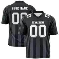 Black Dark Gray Vertical Fine Stripe Gradient Football Jersey