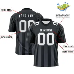Black Dark Gray Vertical Fine Stripe Gradient Football Jersey 2