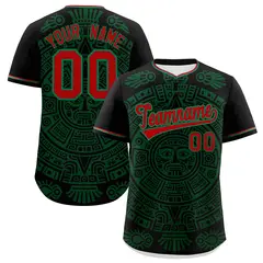 Black Dark Green Kelly Green Graffiti Mexican Style Baseball Jersey 1