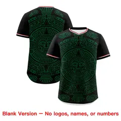 Black Dark Green White Graffiti Mexican Style Baseball Jersey 2