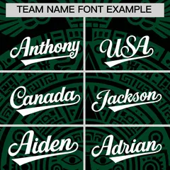 Black Dark Green White Graffiti Mexican Style Baseball Jersey 4