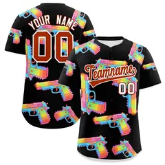 Black Dark Orange Firepower Graffiti Baseball Jersey 1