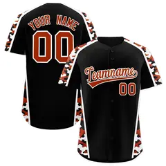 Black Dark Orange Side Camo Baseball Jersey 1