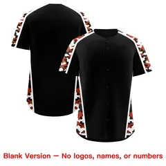 Black Dark Orange Side Camo Baseball Jersey 7