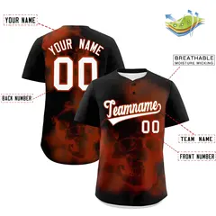 Black Dark Orange White Skeleton Graffiti Baseball Jersey 2