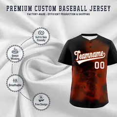 Black Dark Orange White Skeleton Graffiti Baseball Jersey 4