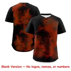 Black Dark Orange White Skeleton Graffiti Baseball Jersey 8