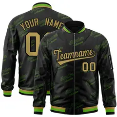 Black Desert Yellow Full-Zip Varsity Letter Bomber Jacket