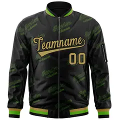 Black Desert Yellow Full-Zip Varsity Letter Bomber Jacket 3