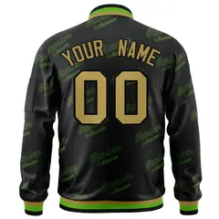 Black Desert Yellow Full-Zip Varsity Letter Bomber Jacket 4