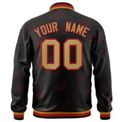 Black Desert Yellow-Red Letter Full-Zip Varsity Bomber Jacket 4