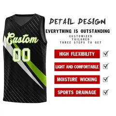 Black Diagonal Pinstripe Color Block Basketball Jersey 2