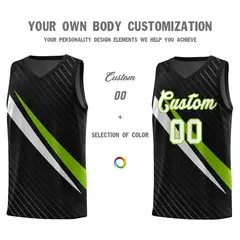Black Diagonal Pinstripe Color Block Basketball Jersey 3