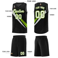 Black Diagonal Pinstripe Color Block Basketball Jersey 5
