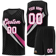 Black Diagonal Pinstripe Color Block Basketball Jersey