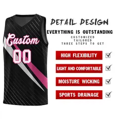 Black Diagonal Pinstripe Color Block Basketball Jersey 2