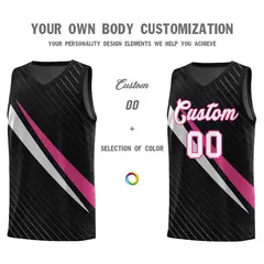 Black Diagonal Pinstripe Color Block Basketball Jersey 3