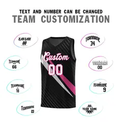 Black Diagonal Pinstripe Color Block Basketball Jersey 4