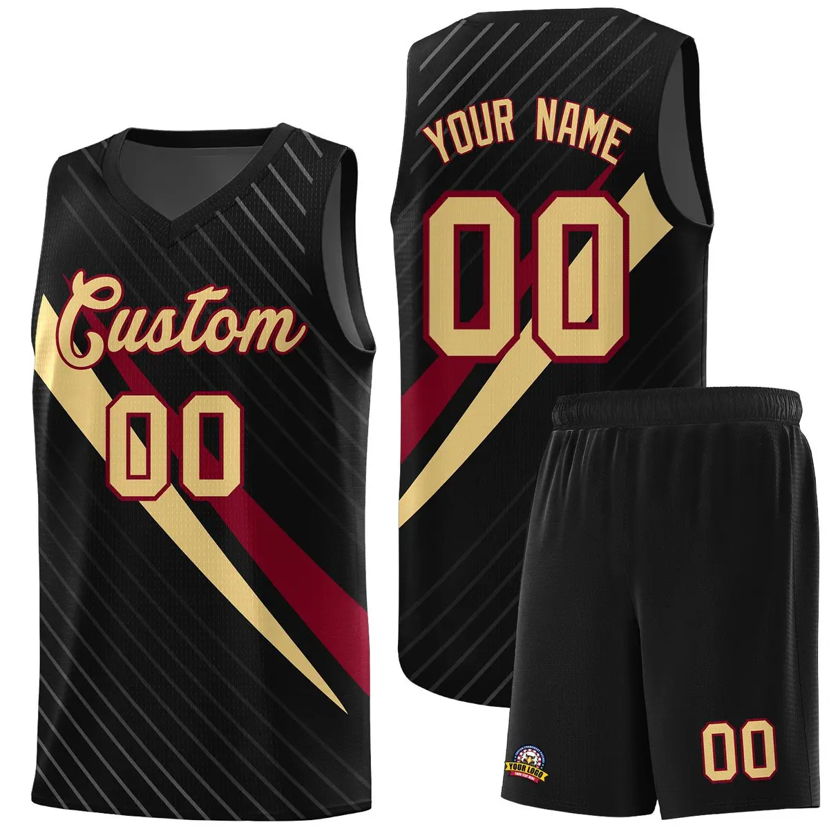 Black Diagonal Pinstripe Color Block Basketball Jersey