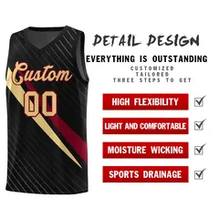 Black Diagonal Pinstripe Color Block Basketball Jersey 2