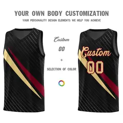 Black Diagonal Pinstripe Color Block Basketball Jersey 3