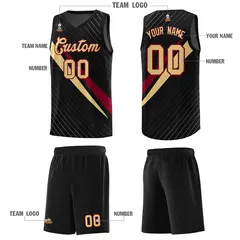 Black Diagonal Pinstripe Color Block Basketball Jersey 5