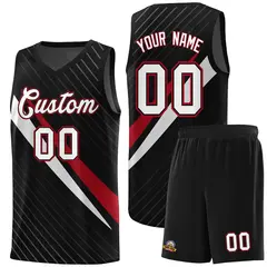 Black Diagonal Pinstripe Color Block Basketball Jersey