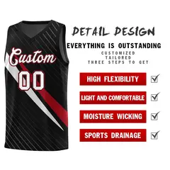 Black Diagonal Pinstripe Color Block Basketball Jersey 2