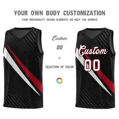 Black Diagonal Pinstripe Color Block Basketball Jersey 3