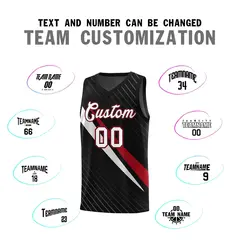 Black Diagonal Pinstripe Color Block Basketball Jersey 4