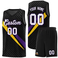 Black Diagonal Pinstripe Color Block Basketball Jersey
