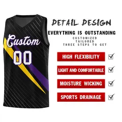 Black Diagonal Pinstripe Color Block Basketball Jersey 2