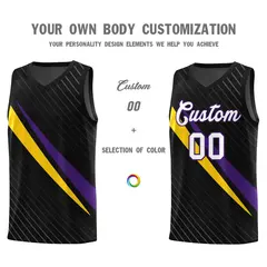 Black Diagonal Pinstripe Color Block Basketball Jersey 3