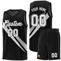 Black Diagonal Pinstripe Color Block Basketball Jersey