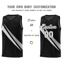 Black Diagonal Pinstripe Color Block Basketball Jersey 3