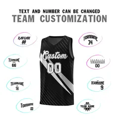 Black Diagonal Pinstripe Color Block Basketball Jersey 4