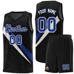 Black Diagonal Pinstripe Color Block Basketball Jersey