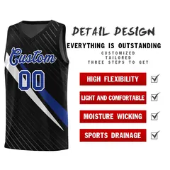 Black Diagonal Pinstripe Color Block Basketball Jersey 2