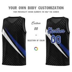 Black Diagonal Pinstripe Color Block Basketball Jersey 3