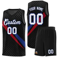 Black Diagonal Pinstripe Color Block Basketball Jersey