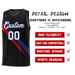 Black Diagonal Pinstripe Color Block Basketball Jersey 2