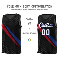 Black Diagonal Pinstripe Color Block Basketball Jersey 3