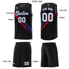 Black Diagonal Pinstripe Color Block Basketball Jersey 5