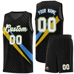 Black Diagonal Pinstripe Color Block Basketball Jersey