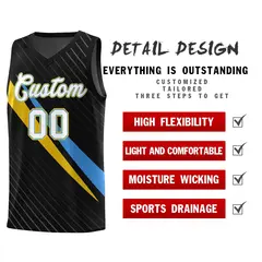 Black Diagonal Pinstripe Color Block Basketball Jersey 2