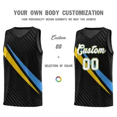 Black Diagonal Pinstripe Color Block Basketball Jersey 3
