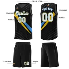 Black Diagonal Pinstripe Color Block Basketball Jersey 5