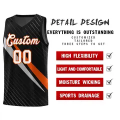 Black Diagonal Pinstripe Color Block Basketball Jersey 2