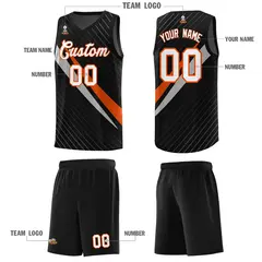 Black Diagonal Pinstripe Color Block Basketball Jersey 5